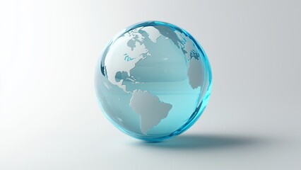 Fototapeta premium A 3D globe with a protective ozone layer symbolized by a transparent blue shield surrounding the Earth, 3D rendering, World Ozone Day