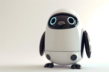 Minimalist 3D Robot Penguin Logo Cute Cartoon Animal Icon Design