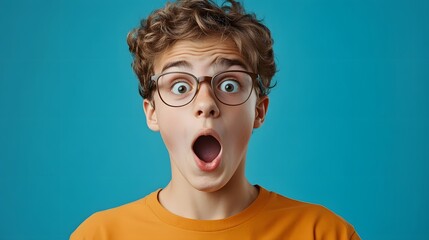 137. A teenager showing surprise with raised eyebrows and an open mouth