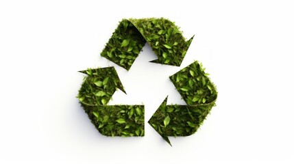 A symbol of waste recycling with green leaves. Environmental protection concept with leaves background. Neural network ai generated art