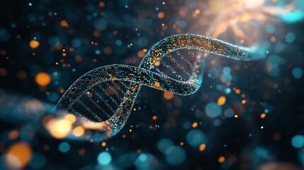 Stylized representation of DNA and binary code illustrating the fusion of genomic data and personalized medicine