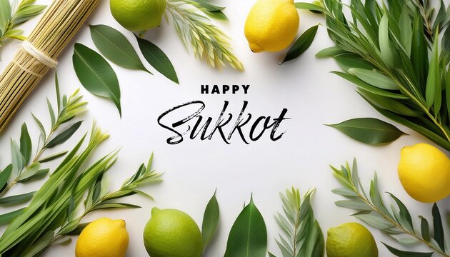 Happy Sukkot Festival Poster Banner. Jewish Holiday