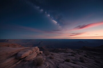 Obraz premium Endless Exploration of Nature's Vast Expanses with a Conceptual Vista at Dusk