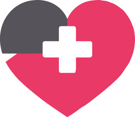 Obraz premium 건강과 의료를 상징하는 하트와 십자가 아이콘 디자인