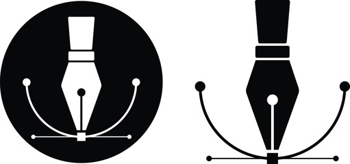 Pen tool cursor, Vector computer graphics, Logo for designer or illustrator, Design icon, The curve control points, 