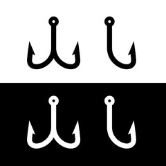 Fishing hook (fishhook) icon. Fishing or bait symbol. lure or trap.