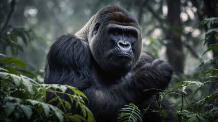 Obraz premium Gorilla maschio adulto silver back nella foresta pluviale dell'Africa