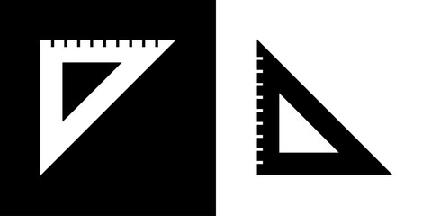 Set square icon. Triangular ruler, measurement or drawing attribute. Symbol of mathematics or geometry.