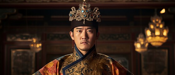Chinese nobles wearing ancient Chinese ornaments in Chinese palaces, created with AI