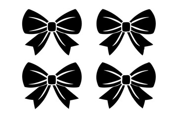 Set of bows silhouette isolated on a white background 
