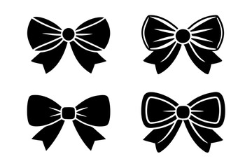 Set of bows silhouette isolated on a white background 
