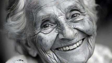 108. An elderly person showing joy with a broad smile and twinkling eyes