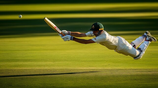 33. "A cricket player taking a catch in the slips with concentration