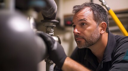 A plumber examines a pipe for leaks, demonstrating the critical role of professional services in resolving plumbing issues.
