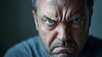 114. A middle-aged person showing concern with a furrowed brow and worried look