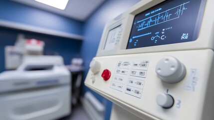 2. "A close-up view of a modern defibrillator in an emergency room setting