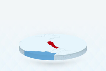 3D Isometric Map Highlighting Nepal in Red.