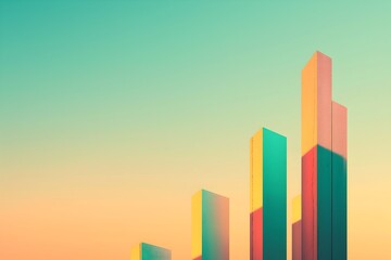 Abstract illustration of colorful vertical bars resembling a financial chart, symbolizing growth, progress, and economic trends.