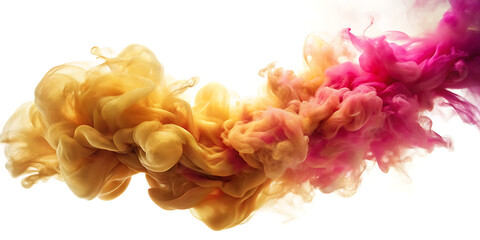 gold and pink smoke on transparent background