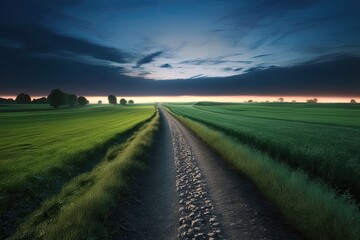 Obraz premium Endless Path Visualization Journey Through Dusk Landscape Horizon