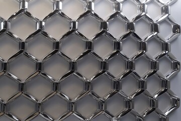 Futuristic Polished Chrome Hexagonal Weave Design Element
