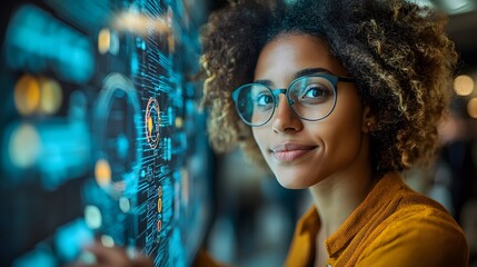Business team sharing ideas on a digital whiteboard in a modern office.