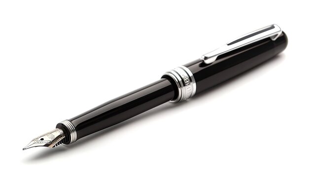 recommend clip art: A sleek black fountain pen with a silver clip and nib, ideal for writing and signing documents.