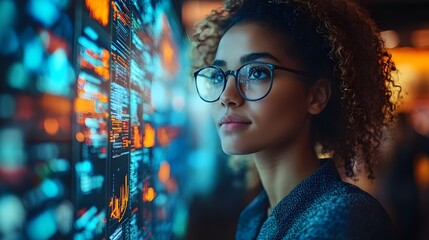 Group of colleagues using digital whiteboards for brainstorming in a sleek conference room.