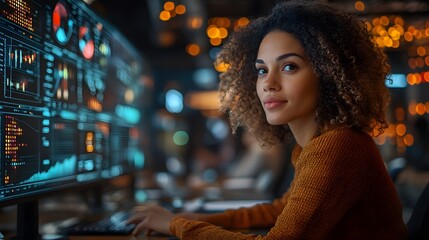 Colleagues from different industries engaged in a virtual meeting in a high-tech conference room.