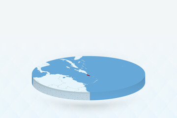 3D Isometric Map Highlighting Puerto Rico in Red.