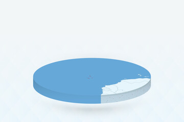 3D Isometric Map Highlighting Cape Verde in Red.