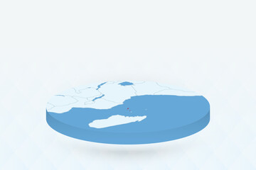 3D Isometric Map Highlighting Comoros in Red.