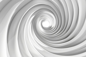 Obraz premium Abstract Minimal 3D Swirling Design. Futuristic White Spiral Wallpaper, Smooth Vortex Curves