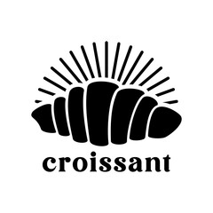 Croissant logo vector illustration template, simple emblem of croissant black and white