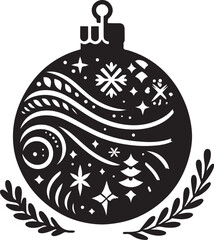 Christmas ball Silhouette Coloring Page - Cartoon Line Art, Vector Illustration, and Logo Icon.