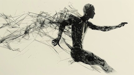 Fototapeta premium A clean vector of a man mid-exercise, with only the most essential lines used to convey movement and effort, creating a dynamic yet understated image 