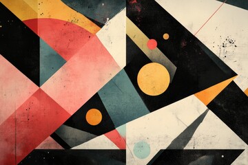 Abstract Geometric Art with Circles and Splashes of Color