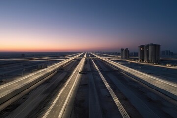 Obraz premium Endless Pathways at Twilight Exploring Empty Landscapes