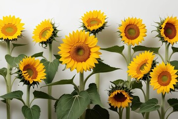 Fototapeta premium bright yellow sunflower against a clean white background