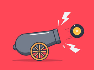 a Cannon and a star ball. Isolated Vector Illustration