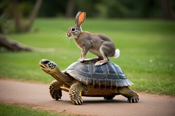 Dynamic Turtle Gives Rabbit Exciting Ride in Folklore Adventure