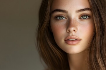 Obraz premium Alluring and Sophisticated Portrait of a Captivating Female Model with Flawless Skin and Elegant