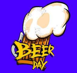 Overflowing beer glass celebrating international beer day