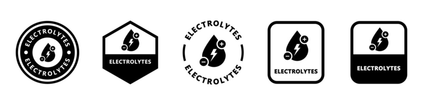 Electrolytes - vector icons for product packaging label.