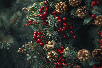 Background with Christmas wreath 
