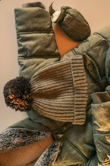 Fashion kids outfit for for spring, autumn or winter. Flat lay, top view. Clothes set