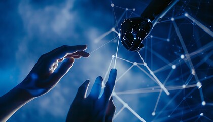 Human Hand Reaching Towards Robotic Hand Connected by Digital Network