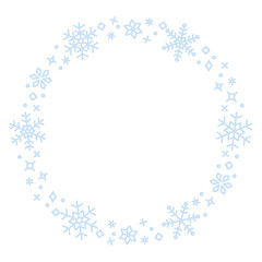 雪の結晶の円形フレーム、冬のデコレーション素材