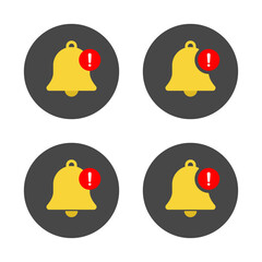 Warning notification bell icon on black circle