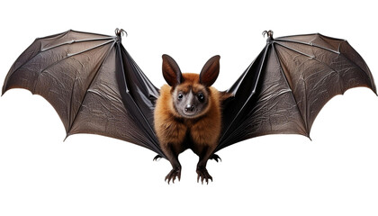 Brown Bat with Spread Wings on Transparent Background